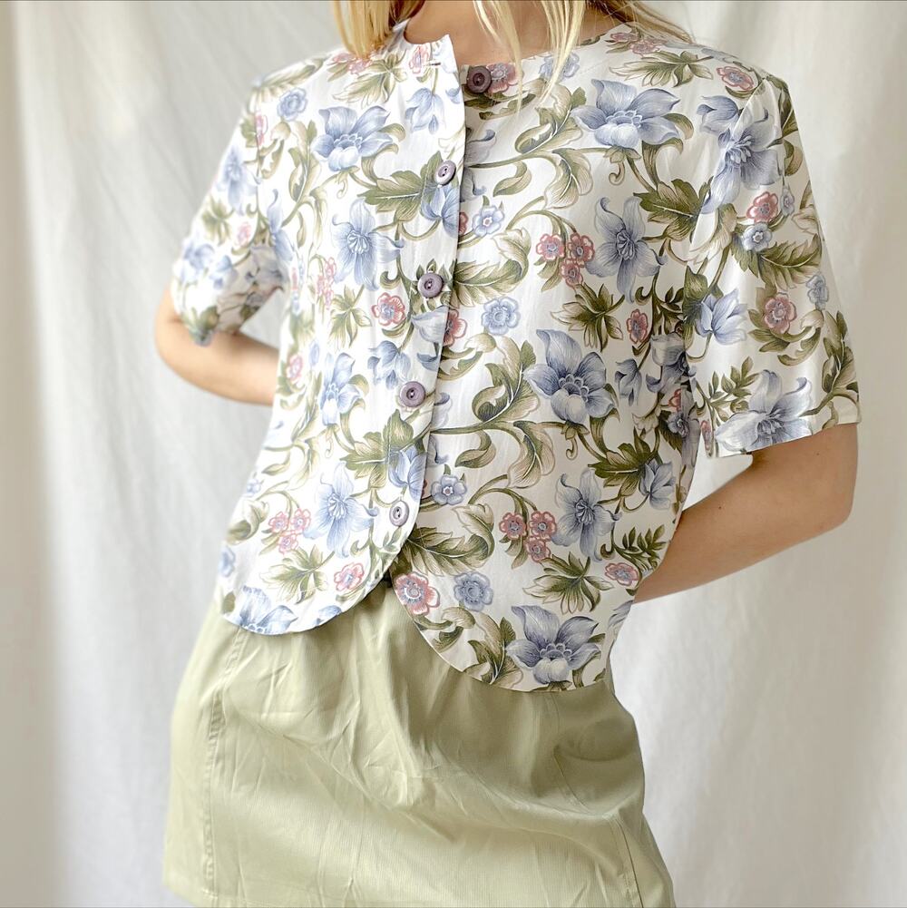 Vintage Floral Button Front Blouse Small Studio 199
